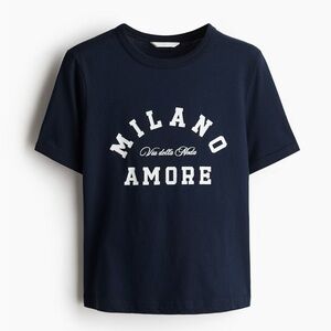 H&M Navy blue  Milano Amore T-Shirt